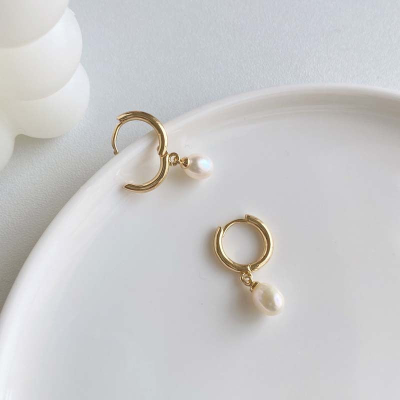 Amelia Pearl Hoop Earrings
