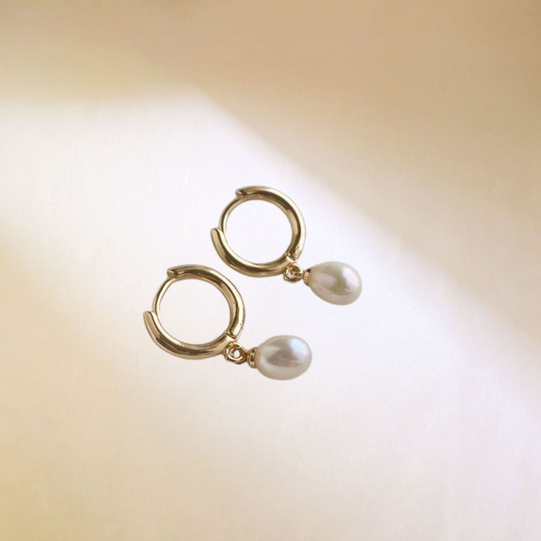 Amelia Pearl Hoop Earrings